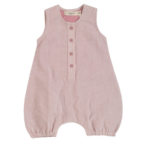 baby all in one seersucker stripe pink by pigeon organics SS2024