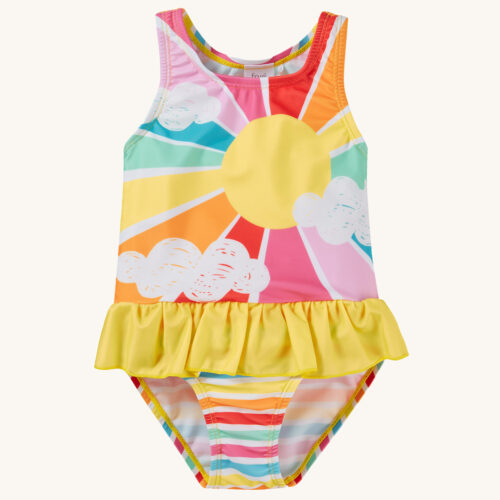 little coral swimsuit seaside stripe sunshine by frugi ss24
