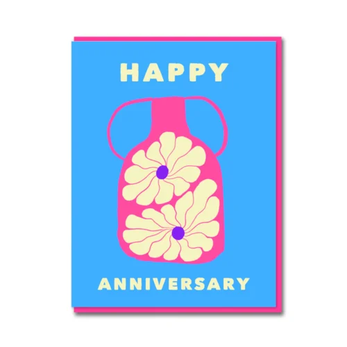 dahlias in vase anniversary card by 1973