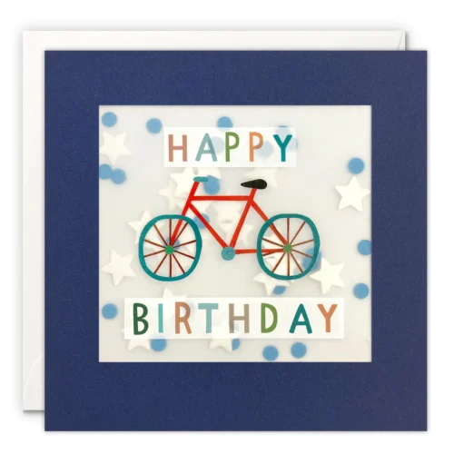 Shakies birthday bicycle card by James Ellis