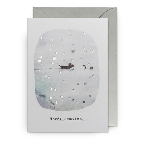 deep snow cat and dog card by Lagom