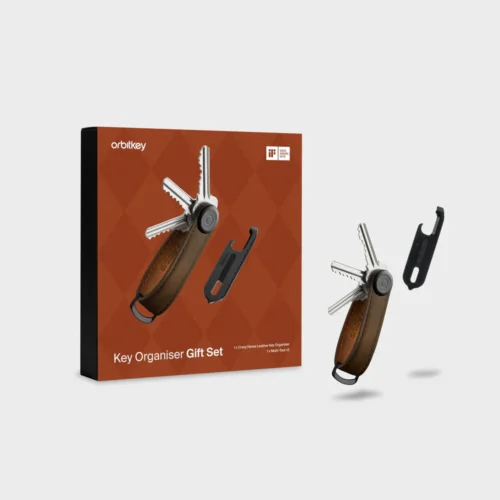 Orbitkey gift set crazy horse oak brown + Black multi tool