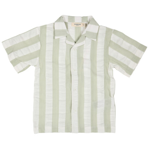 easy summer shirt seersucker wide stripe sea foam by pigeon organics AA26